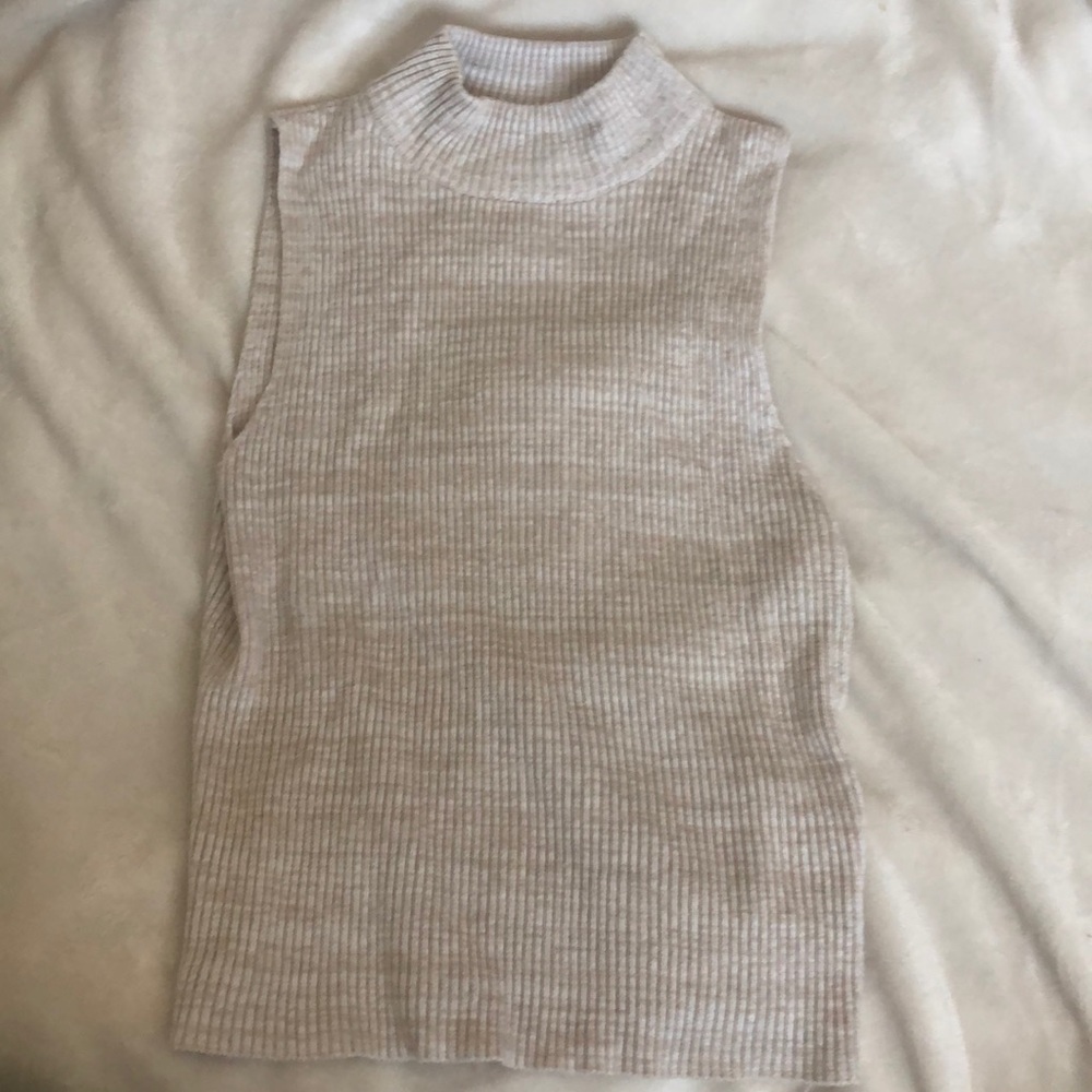Cream high neck sleeveless tank